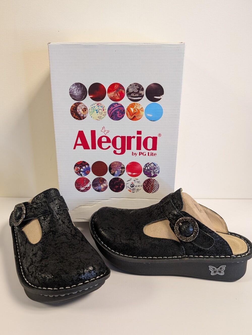 Alegria Black Leather Clogs Classic Comfort Textured Gorpcore EU 35 US 5/5.5